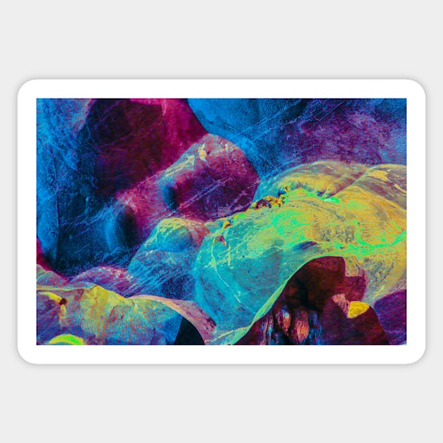 A dog face in multi colored abstract Sticker by kall3bu